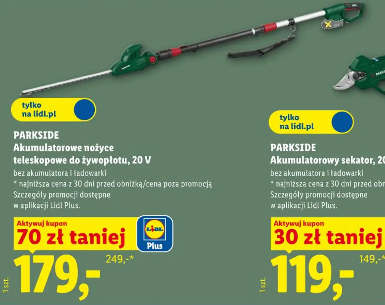 PARKSIDE Akumulatorowe nożyce teleskopowe do żywopłotu, 20 V
