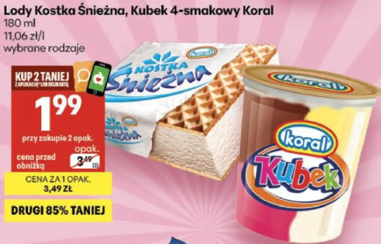 Lody Kostka Śnieżna, Kubek 4-smakowy Koral