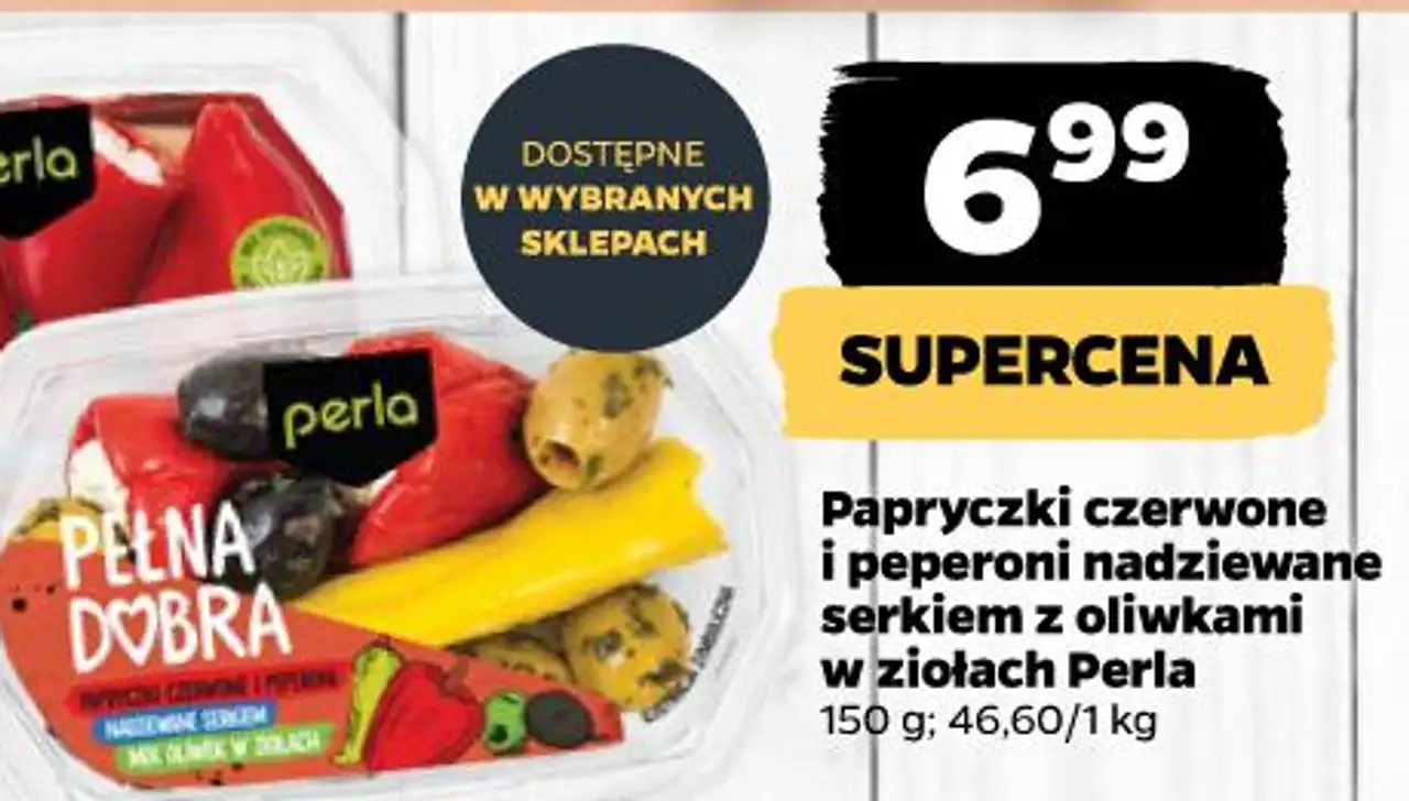 Papryczki czerwone i peperoni nadziewane serkiem z oliwkami w ziołach Perla