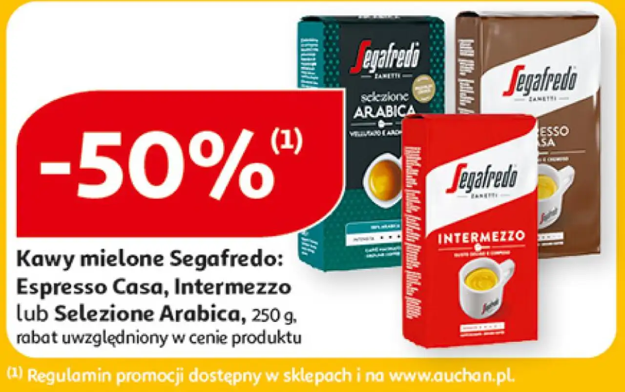 Kawy mielone Segafredo: Espresso Casa, Intermezzo lub Selezione Arabica, 250 g