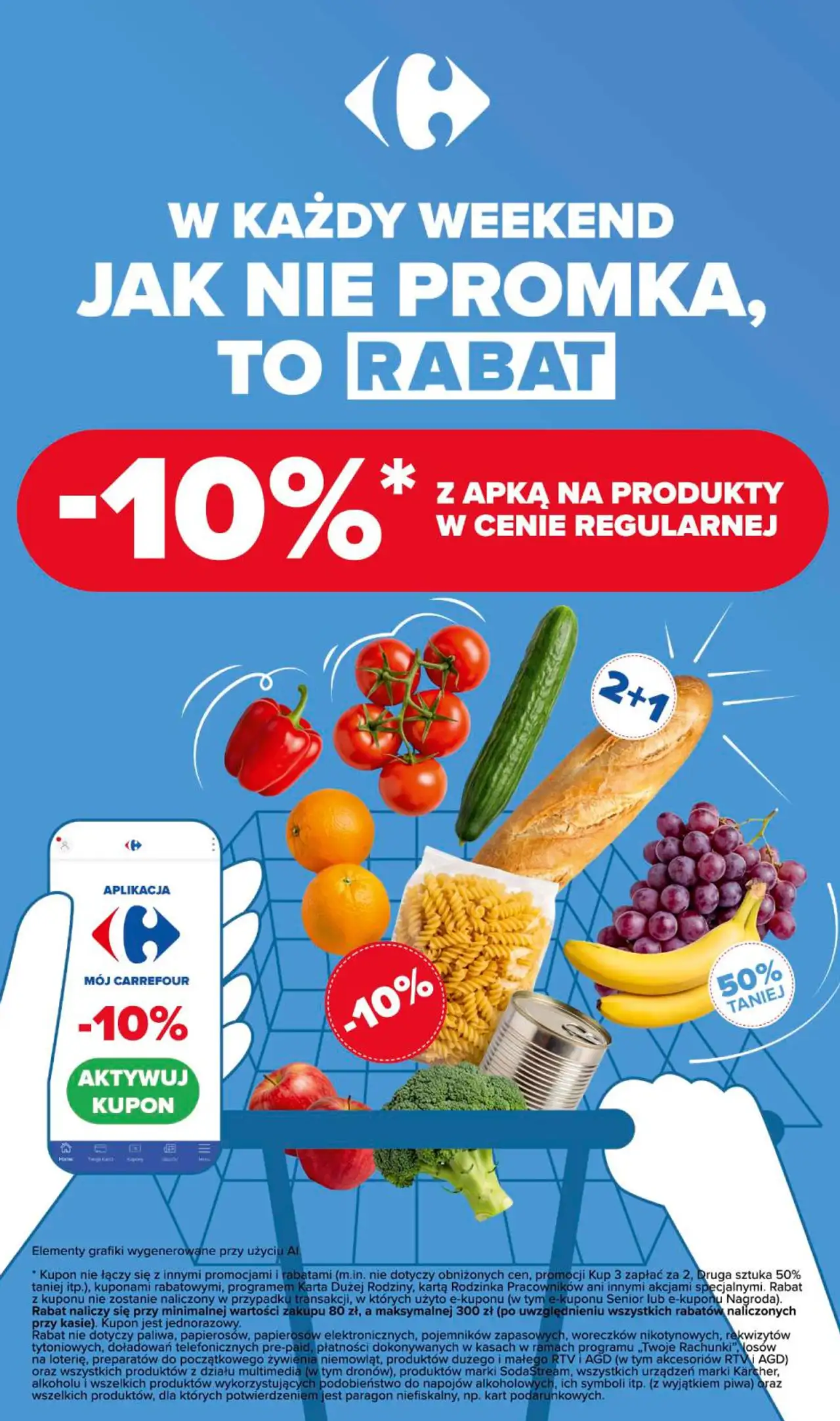 Rabat -10% na produkty w cenie regularnej z aplikacją Mój Carrefour