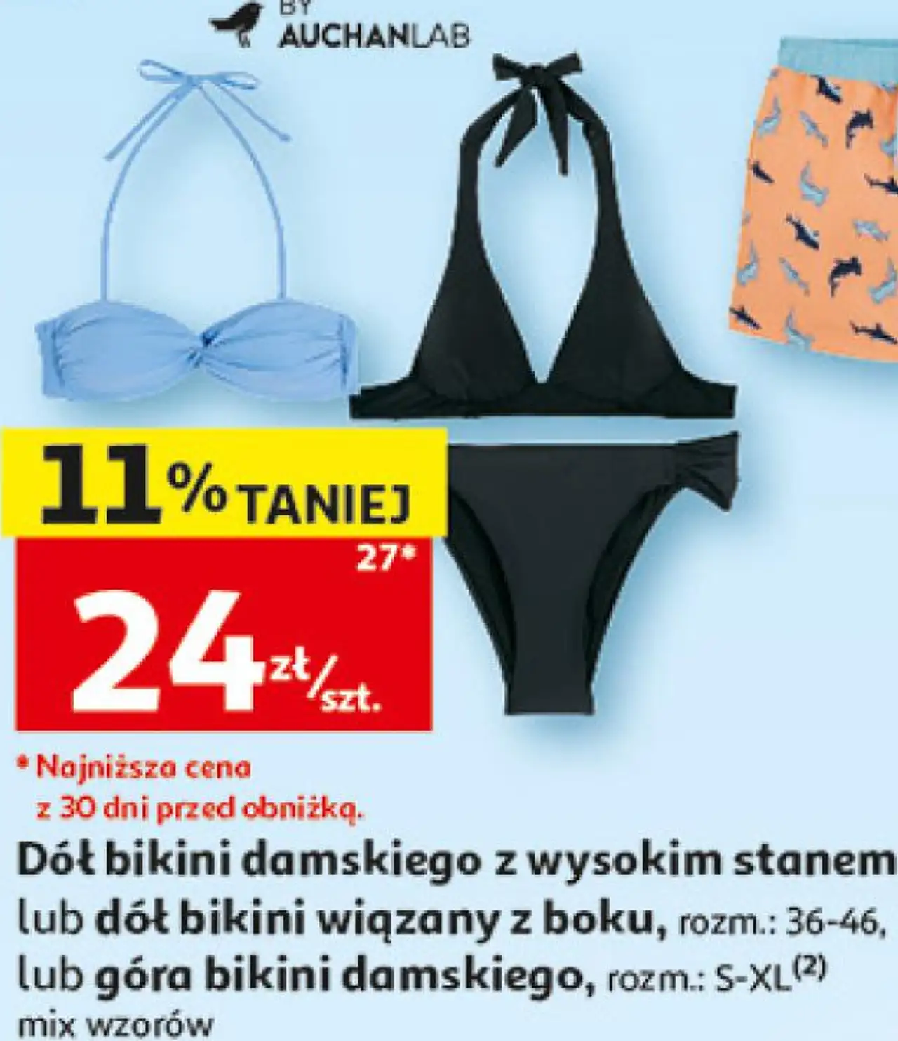 Dół bikini damskiego z wysokim stanem lub dół bikini wiązany z boku, lub góra bikini damskiego