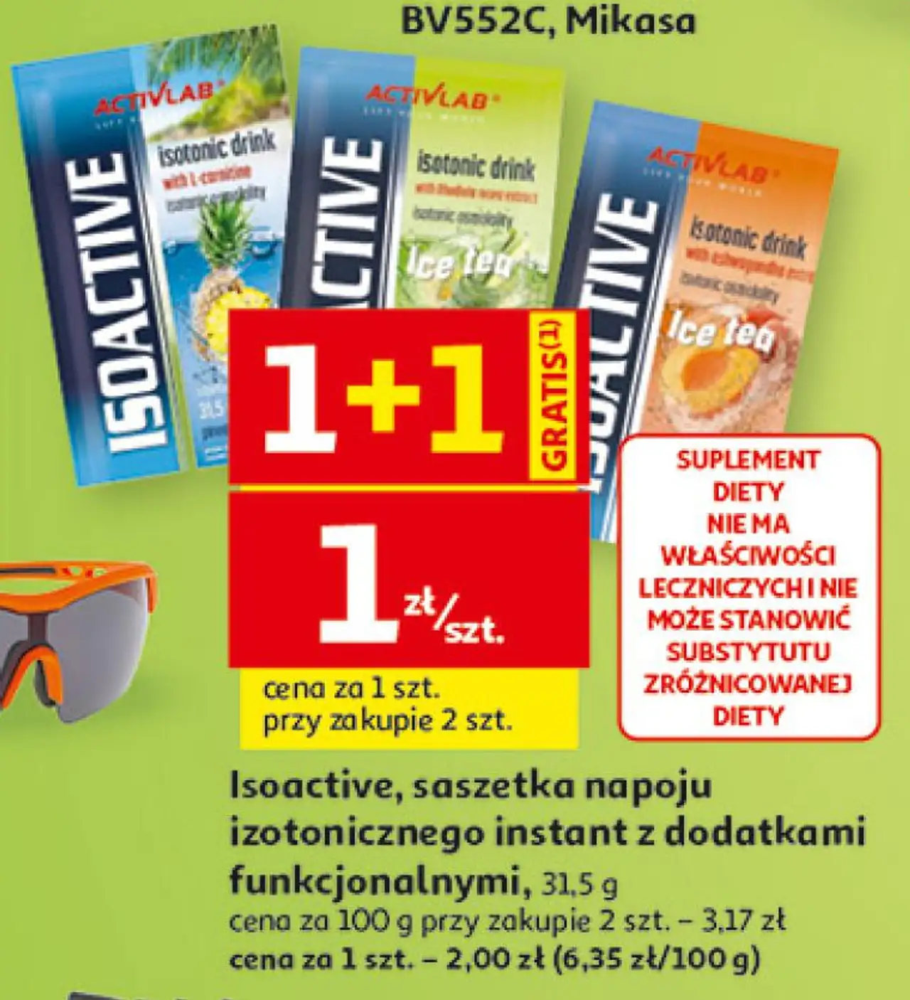 Isoactive, saszetka napoju izotonicznego instant z dodatkami funkcjonalnymi, 31,5 g
