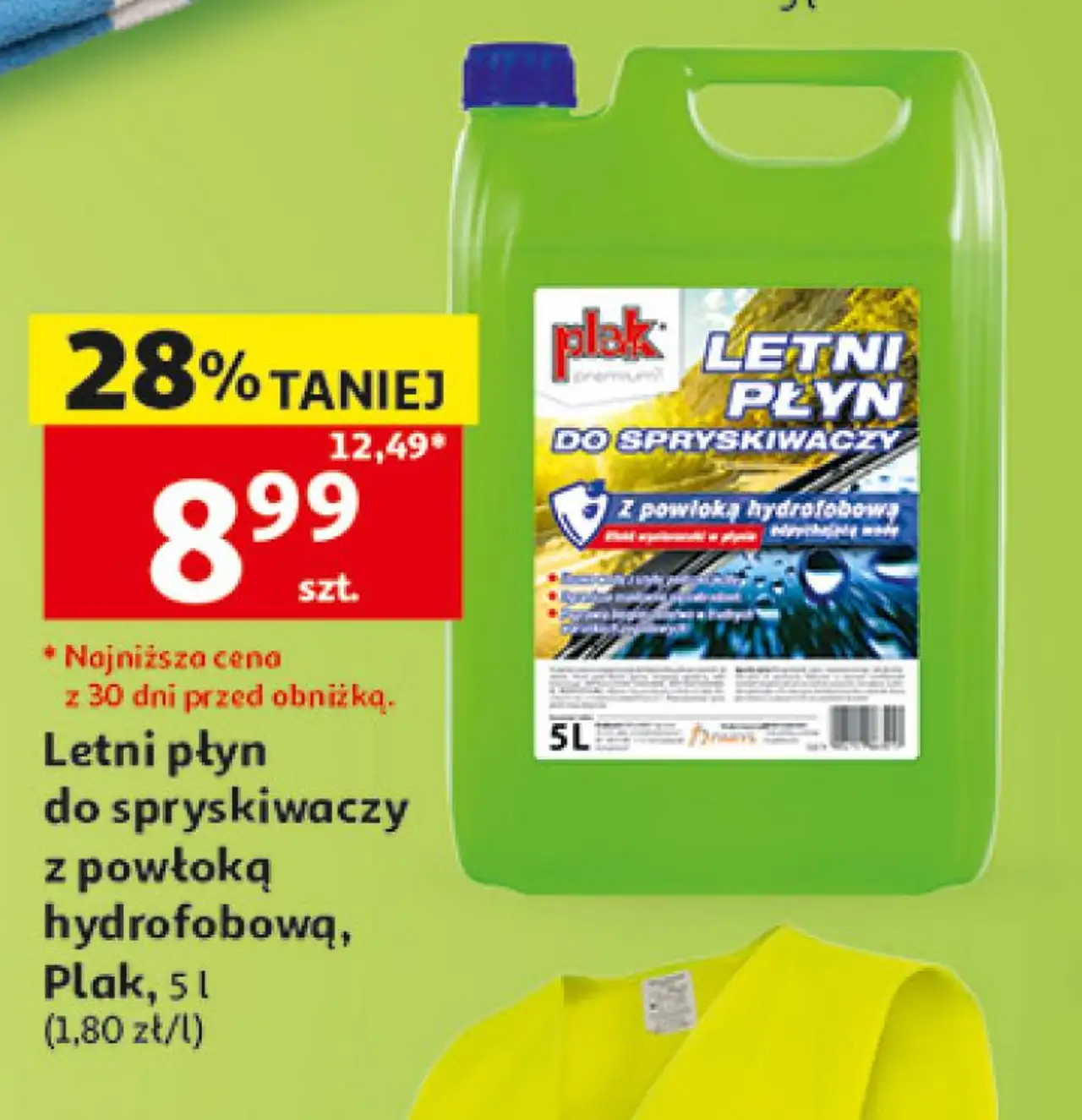 Letni płyn do spryskiwaczy z powłoką hydrofobową, Plak