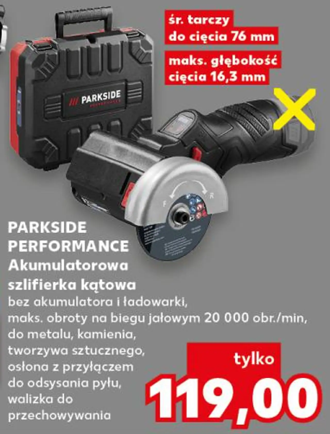 PARKSIDE PERFORMANCE Akumulatorowa szlifierka kątowa