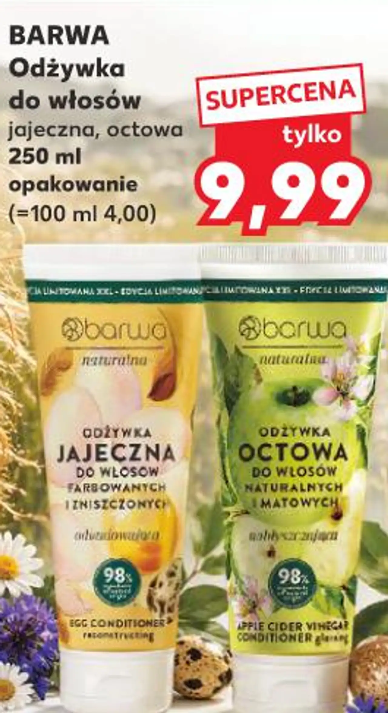 BARWA Odżywka do włosów jajeczna, octowa