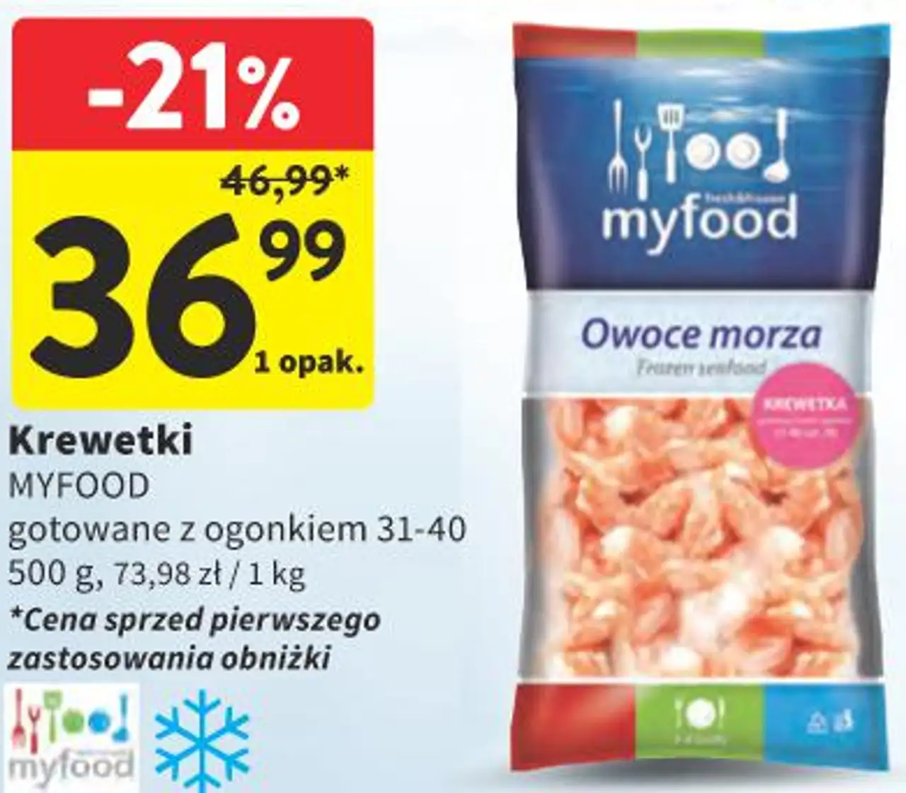 Krewetki MYFOOD gotowane z ogonkiem 31-40