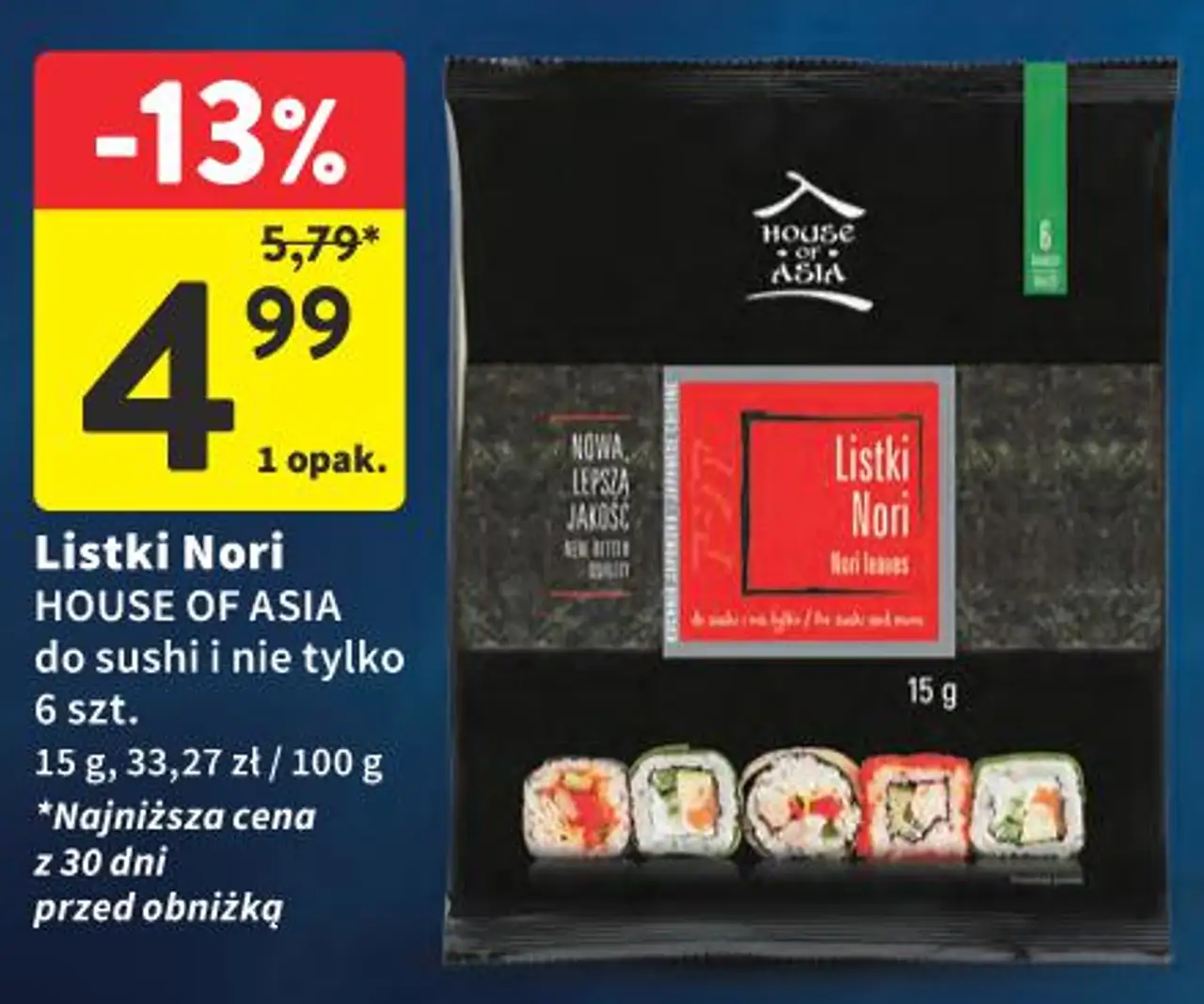 Listki Nori HOUSE OF ASIA do sushi i nie tylko