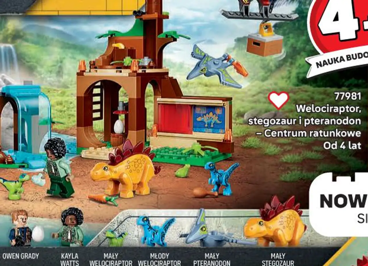 Klocki LEGO Jurassic World 77981 Welociraptor, stegozaur i pteranodon - Centrum ratunkowe
