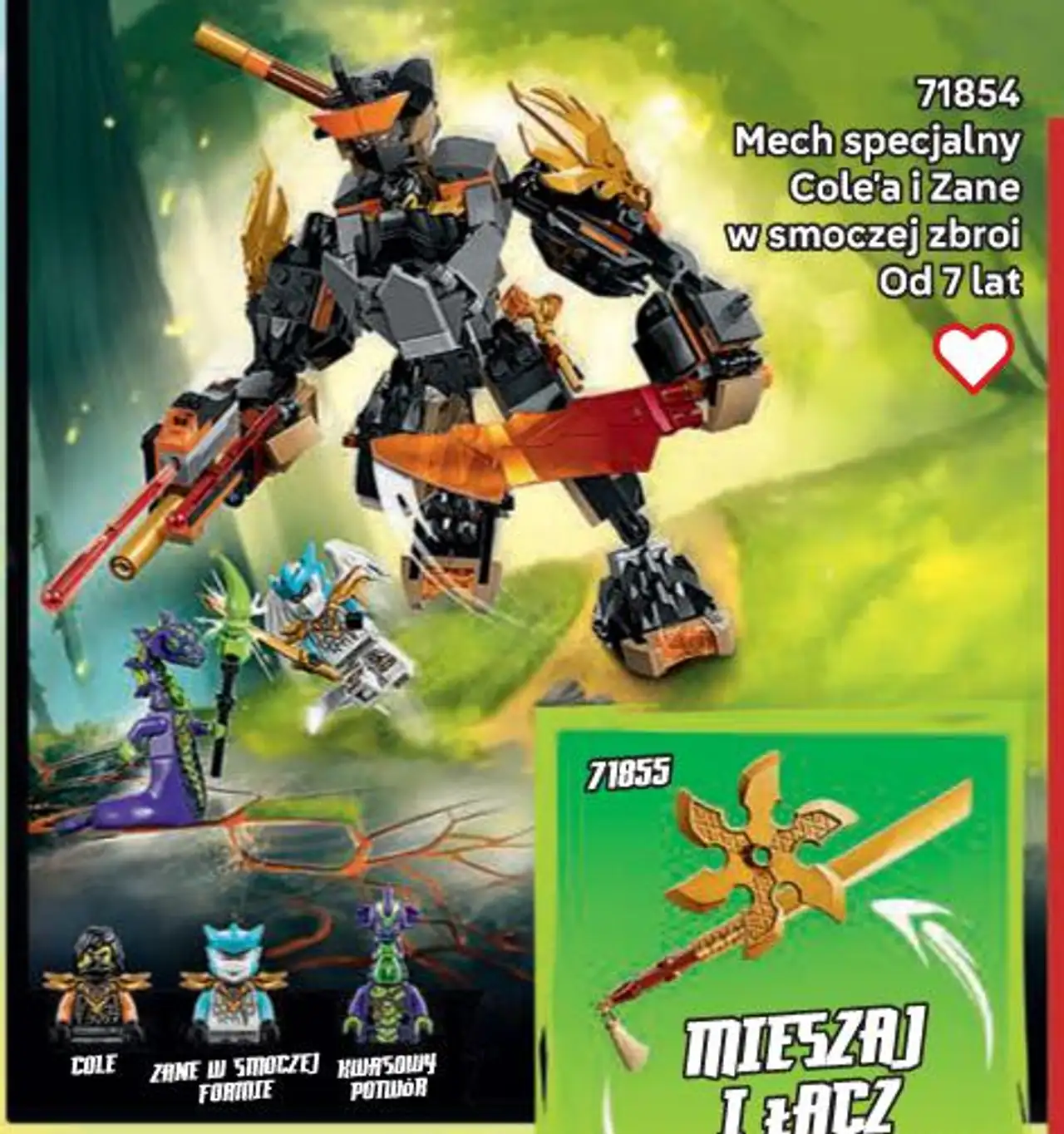 Klocki LEGO Ninjago 71854 Mech specjalny Cole'a i Zane w smoczej zbroi