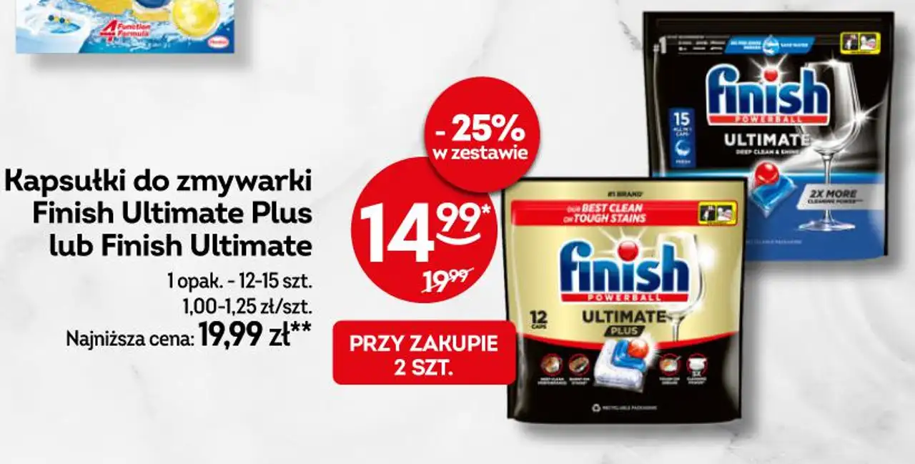 Kapsułki do zmywarki Finish Ultimate Plus lub Finish Ultimate