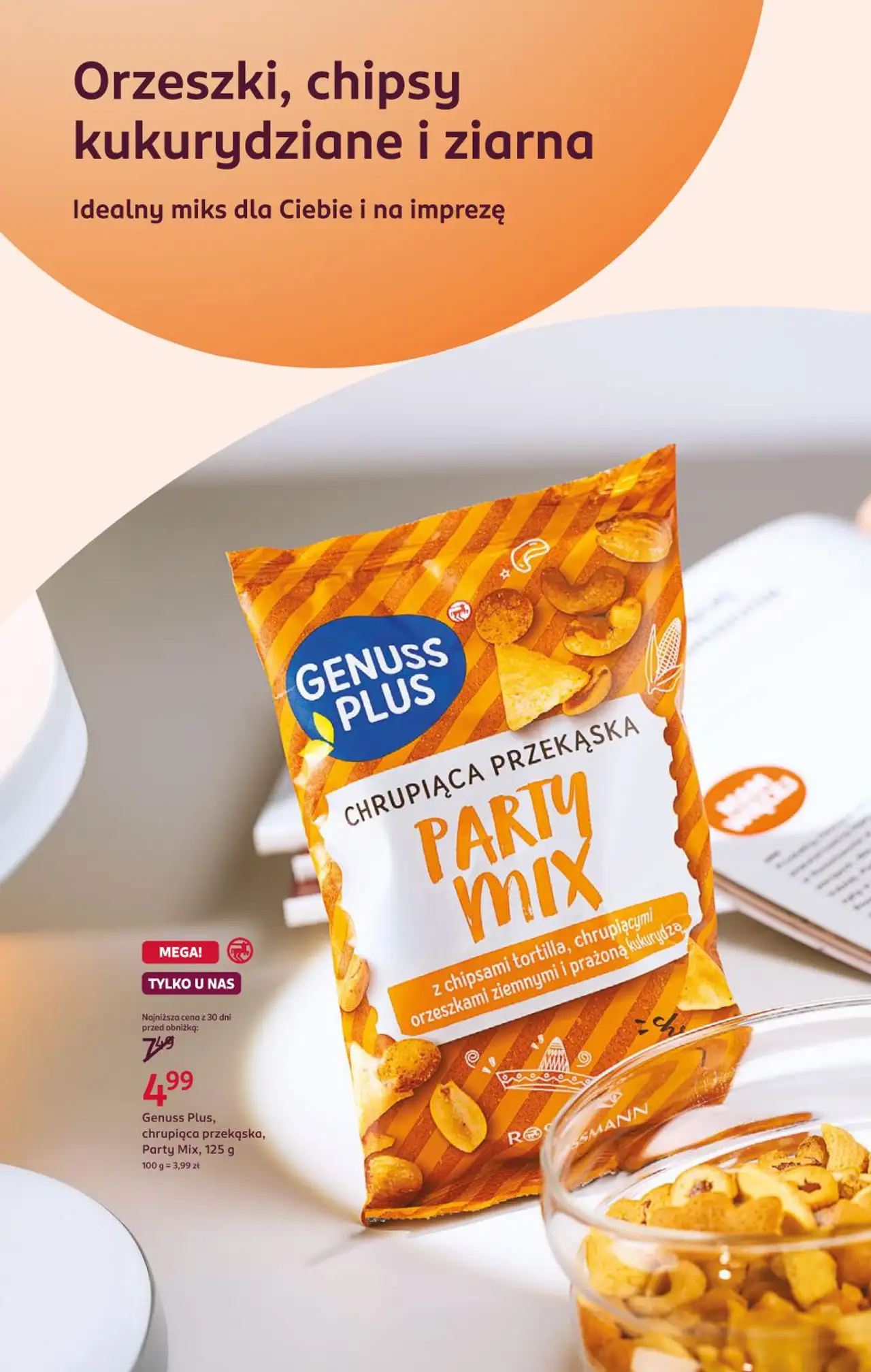 Genuss Plus, chrupiąca przekąska, Party Mix, 125 g