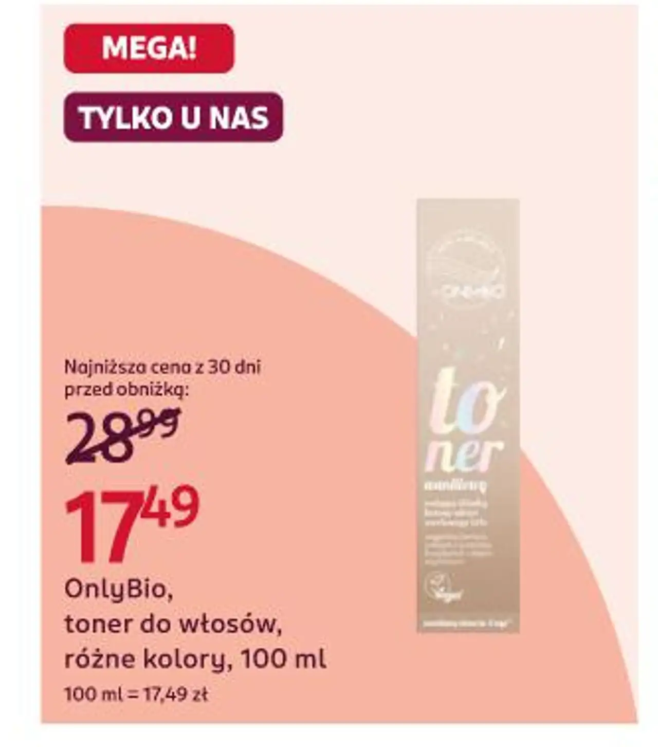 OnlyBio, toner do włosów, różne kolory, 100 ml