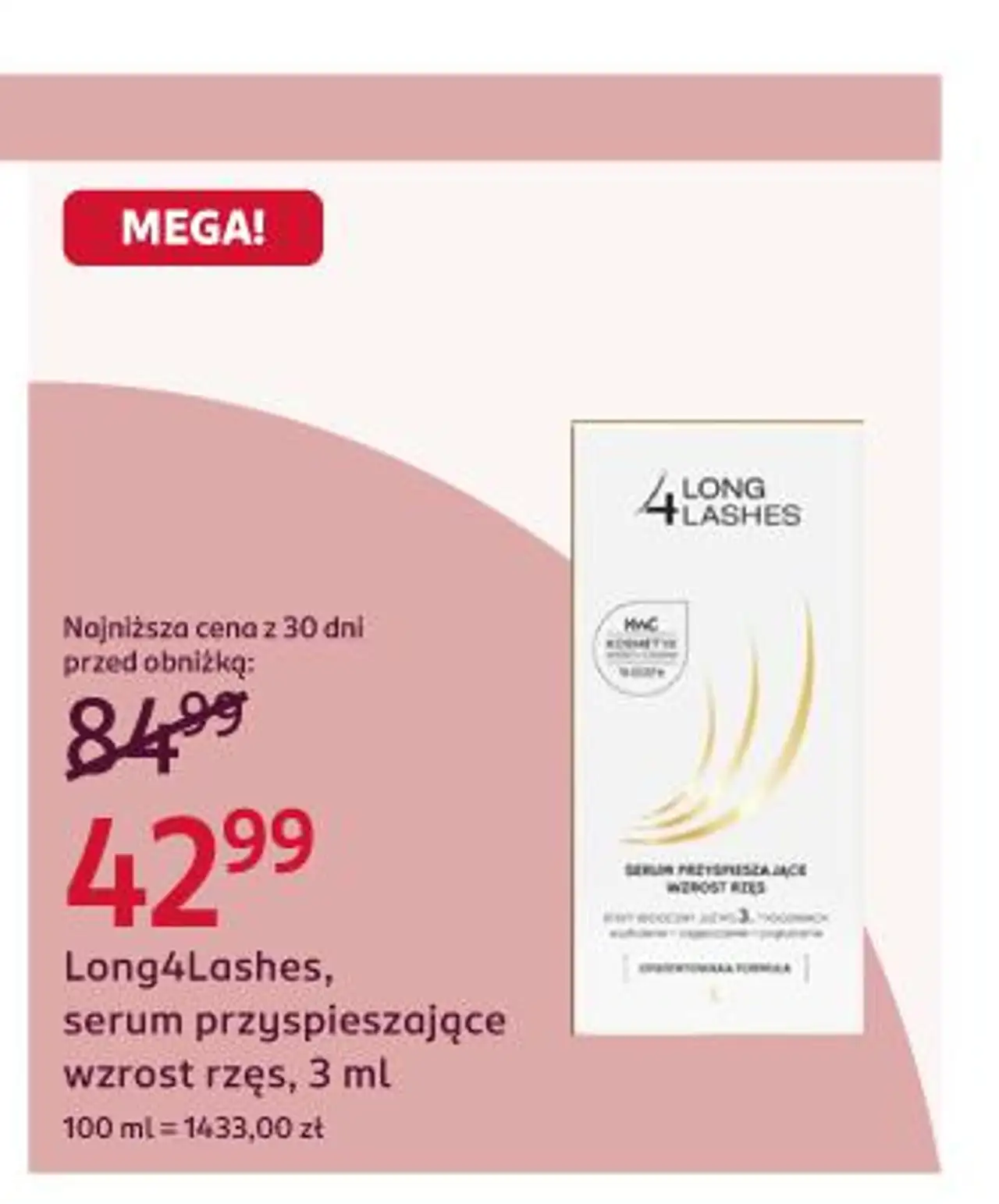 Long4Lashes, serum przyspieszające wzrost rzęs, 3 ml