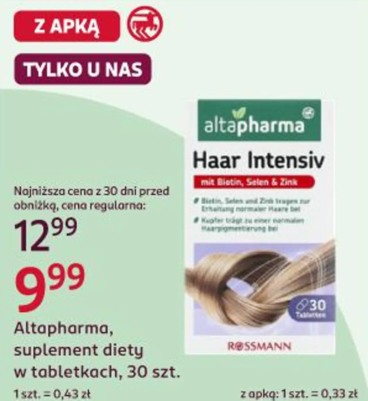 Altapharma, suplement diety w tabletkach, 30 szt.