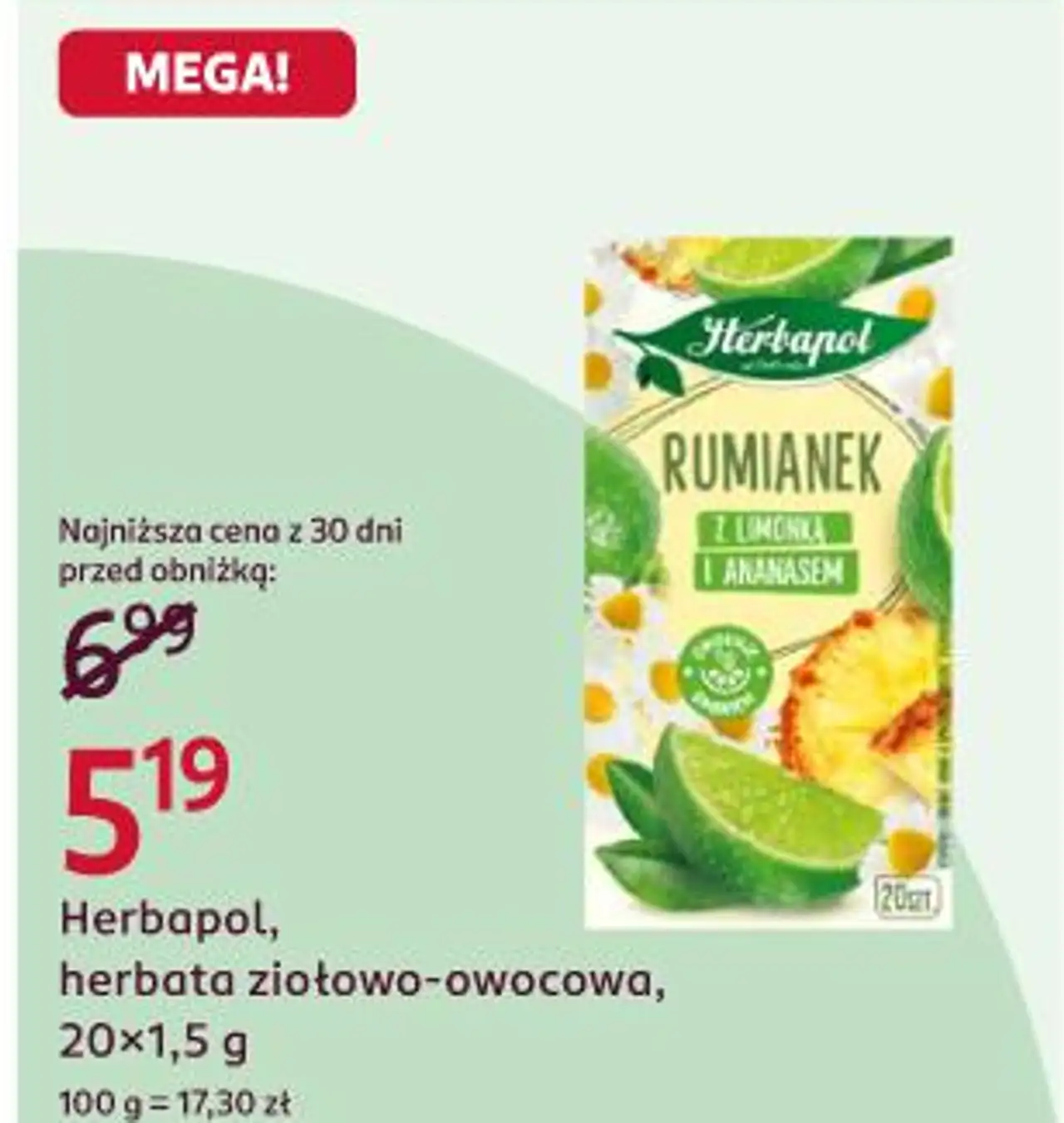 Herbapol, herbata ziołowo-owocowa, 20x1,5 g