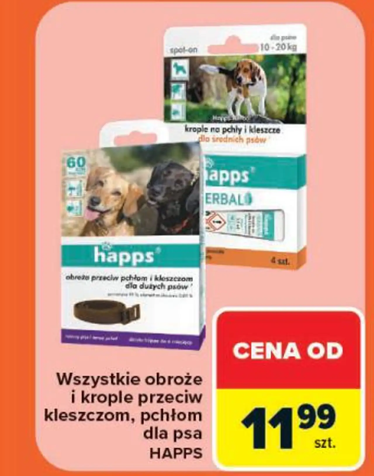 Wszystkie obroże i krople przeciw kleszczom, pchłom dla psa Happs