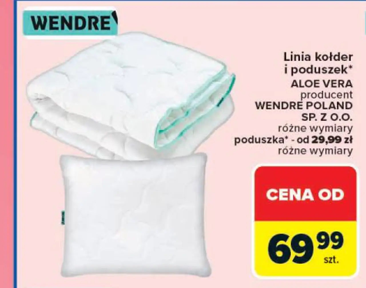 Linia kołder i poduszek Aloe Vera Wendre