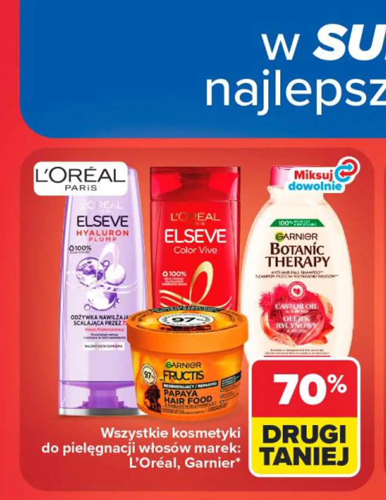 Wszystkie kosmetyki do pielęgnacji włosów marek: L'Oréal, Garnier