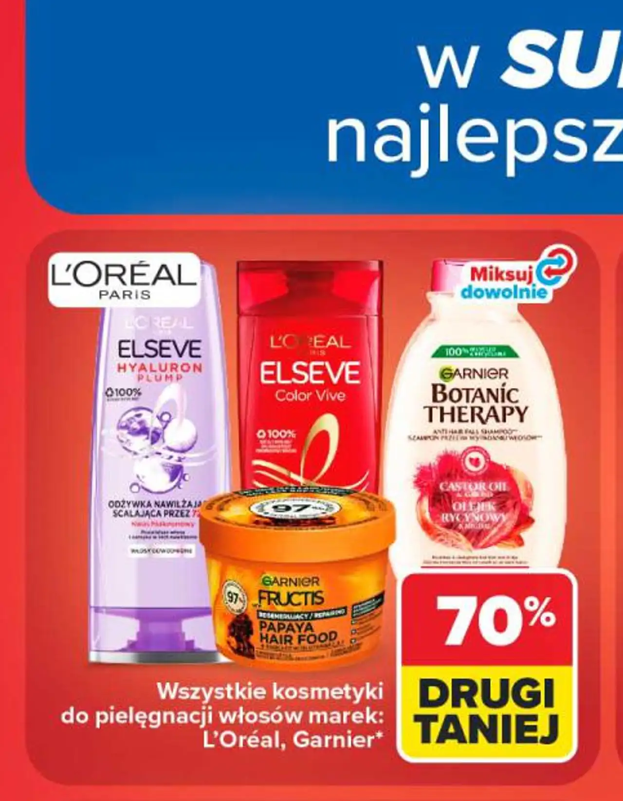 Wszystkie kosmetyki do pielęgnacji włosów marek: L'Oréal, Garnier