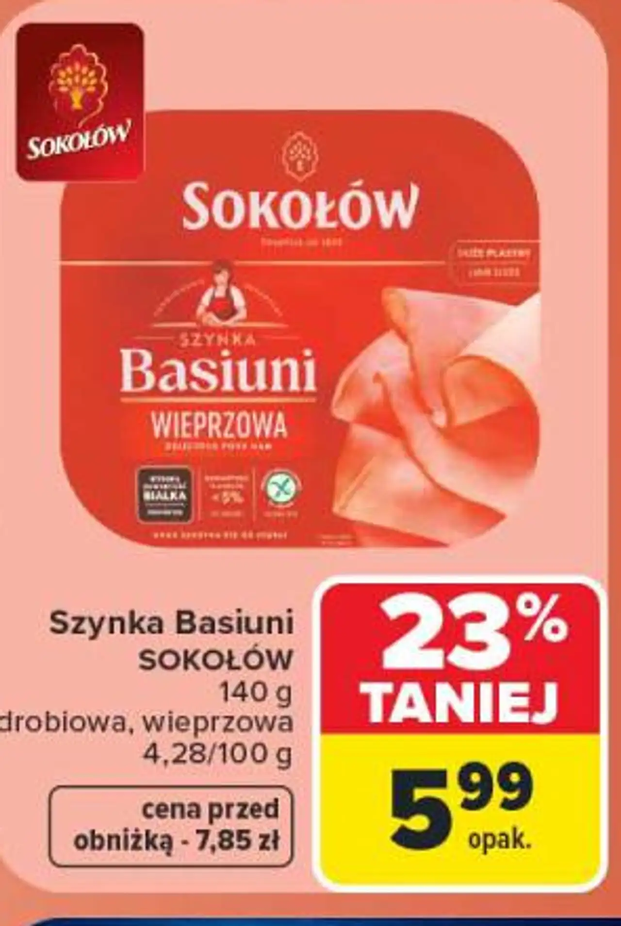 Szynka Basiuni Sokołów drobiowa, wieprzowa
