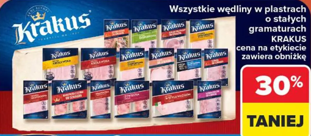 Wszystkie wędliny w plastrach o stałych gramaturach Krakus