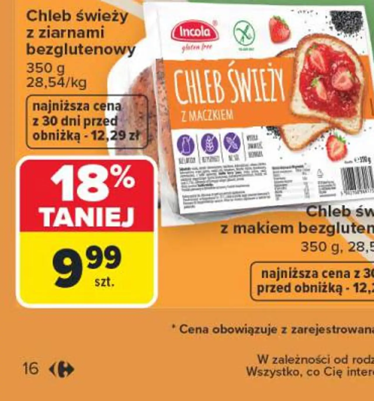 Chleb świeży z ziarnami bezglutenowy Incola