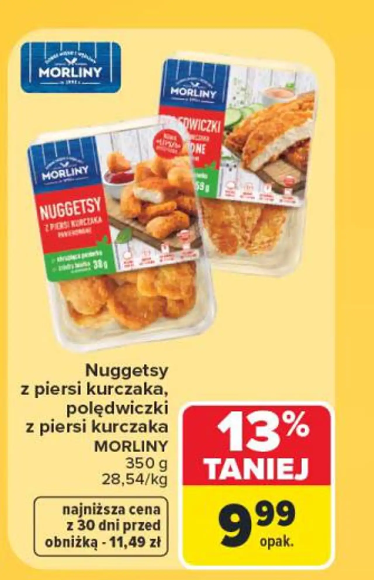 Nuggetsy z piersi kurczaka, polędwiczki z piersi kurczaka MORLINY