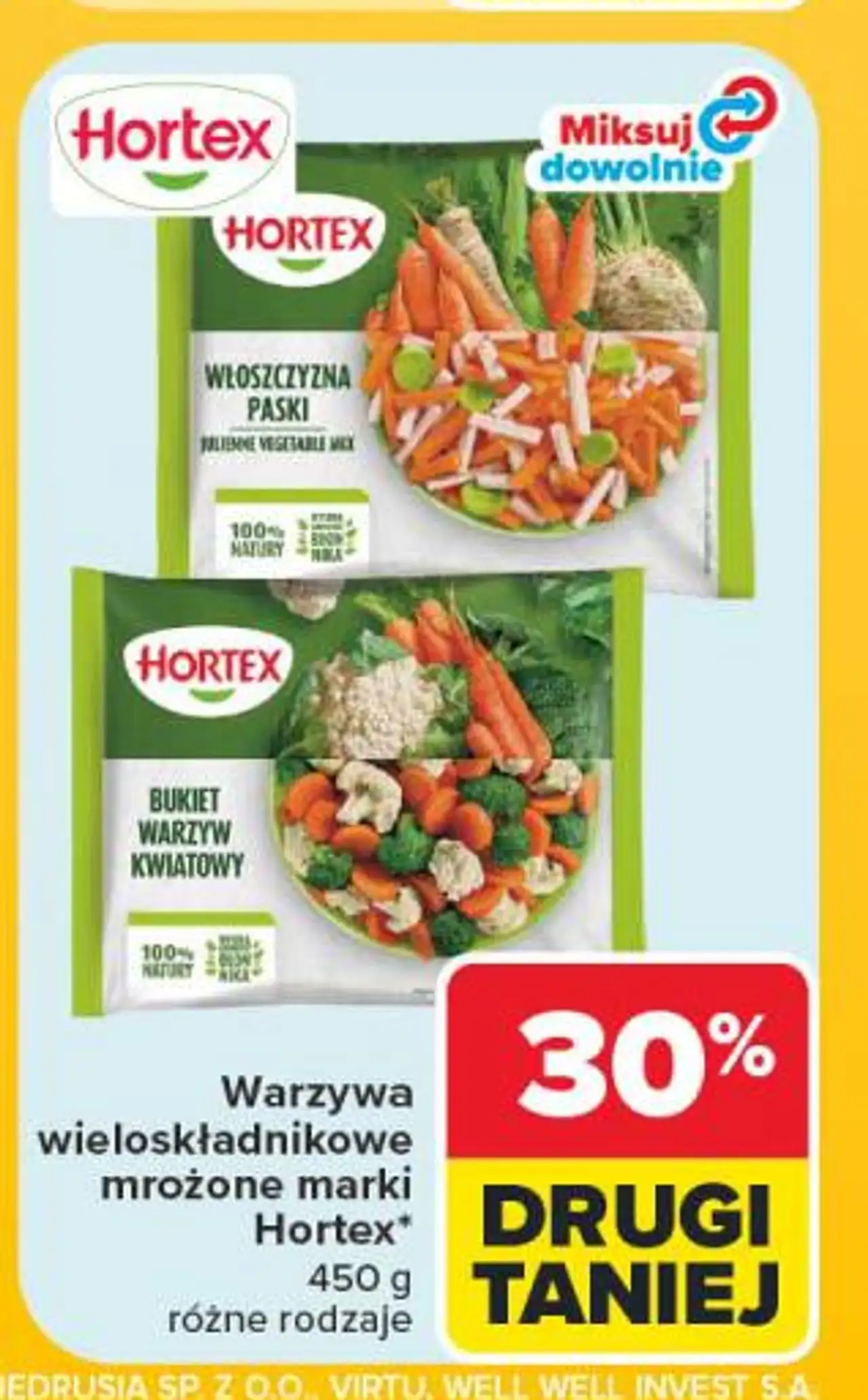 Warzywa wieloskładnikowe mrożone marki Hortex