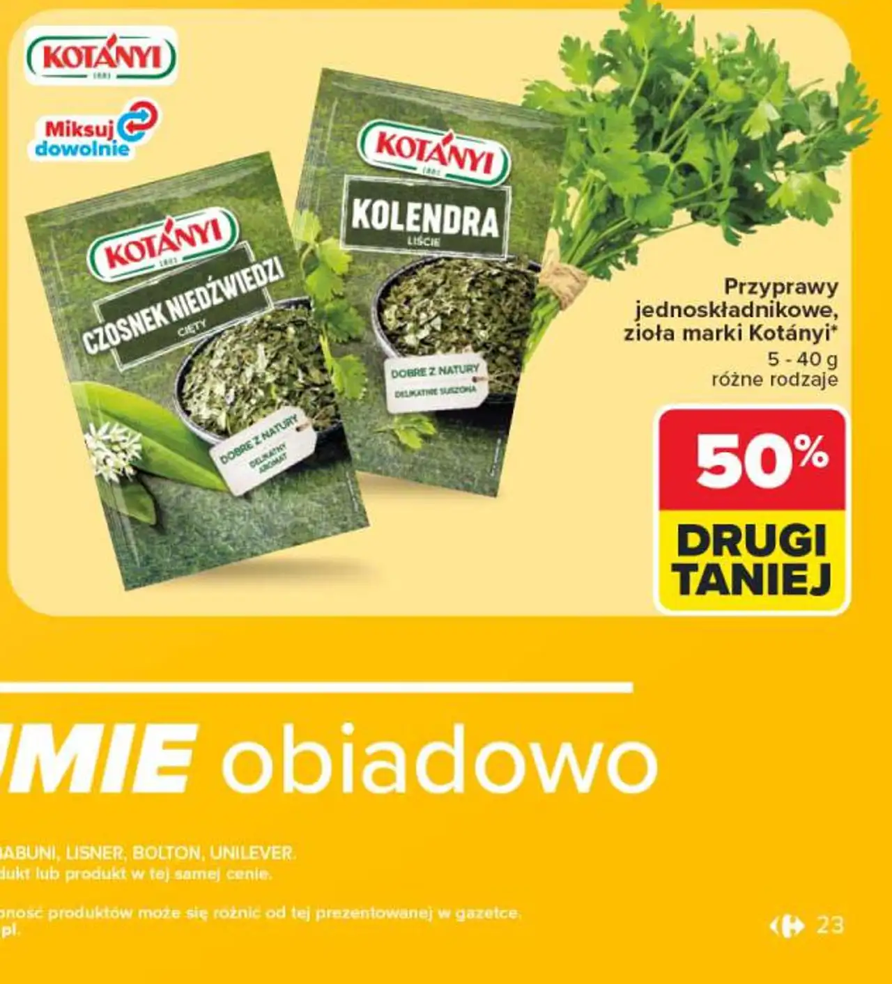 Przyprawy jednoskładnikowe, zioła marki Kotányi