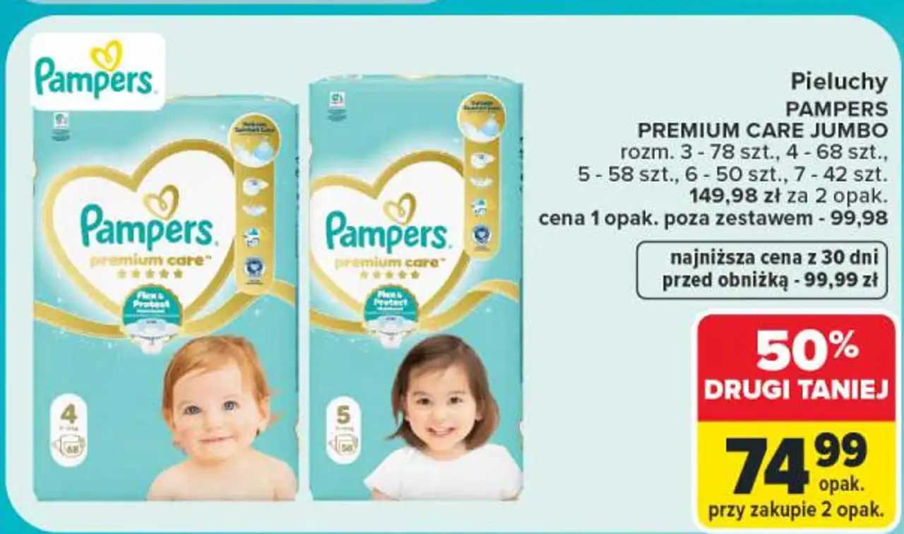 Pieluchy Pampers Premium Care Jumbo