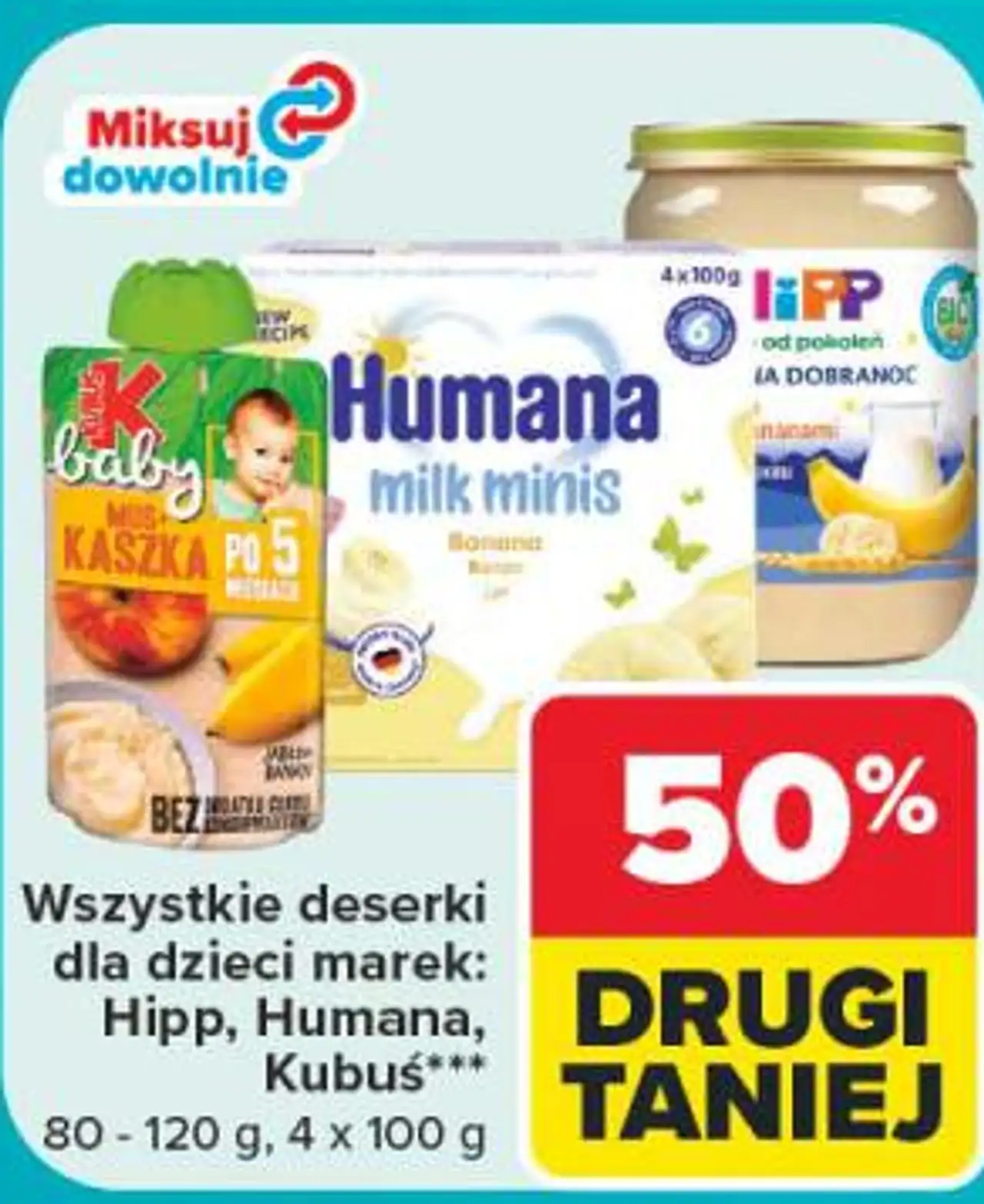 Wszystkie deserki dla dzieci Hipp, Humana, Kubuś