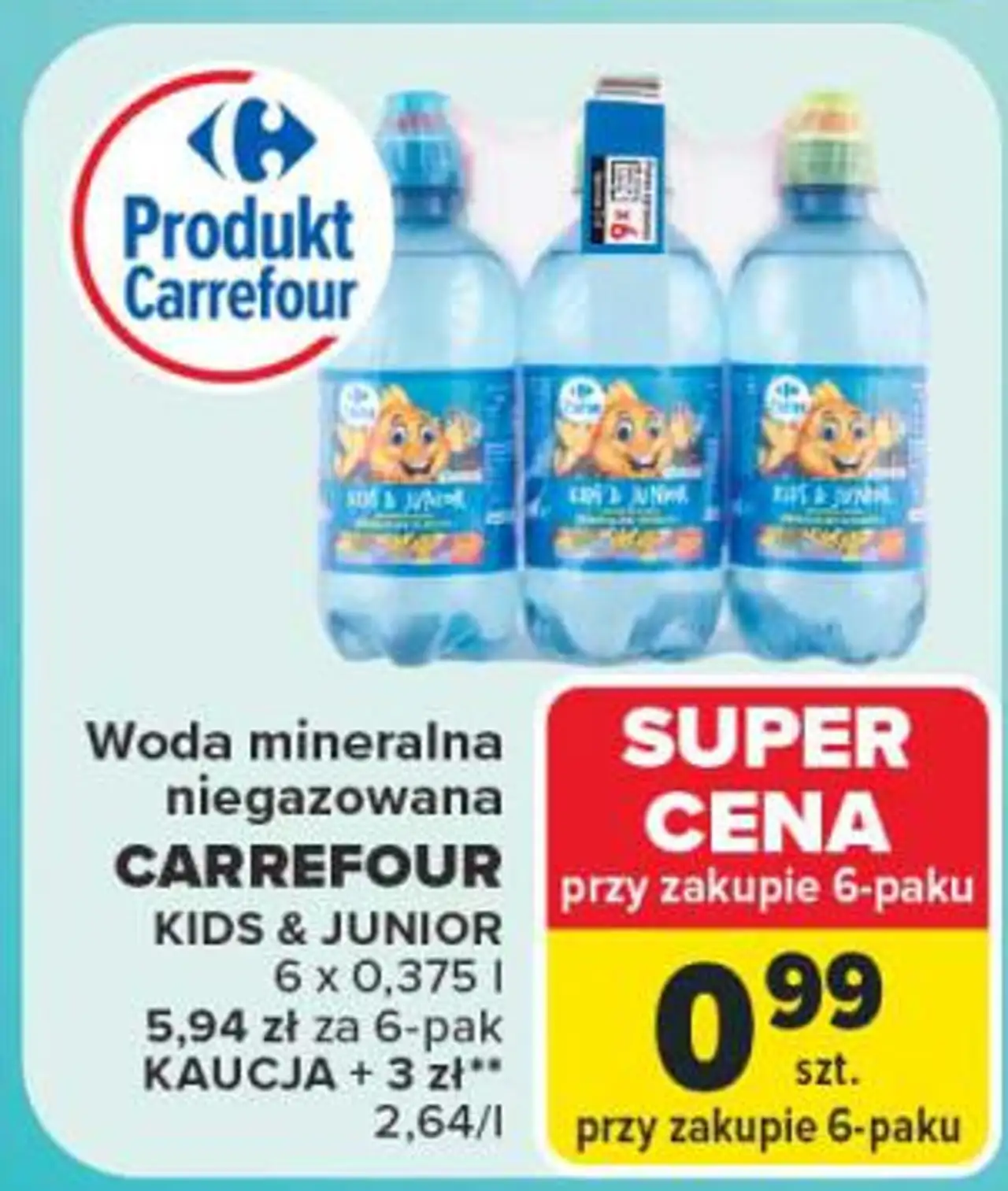 Woda mineralna niegazowana Carrefour Kids & Junior
