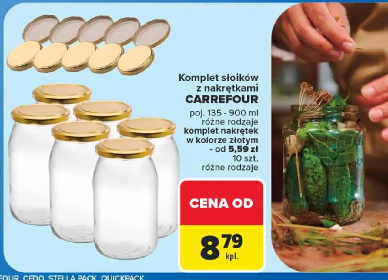 Komplet słoików z nakrętkami lub komplet nakrętek CARREFOUR