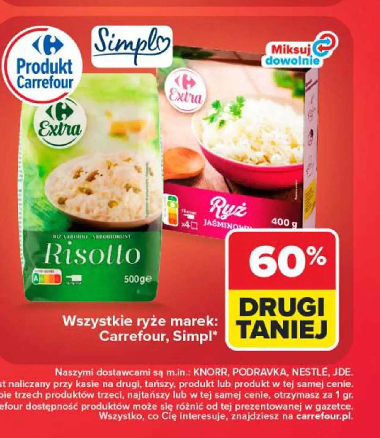 Wszystkie ryże marek: Carrefour, Simpl, Extra