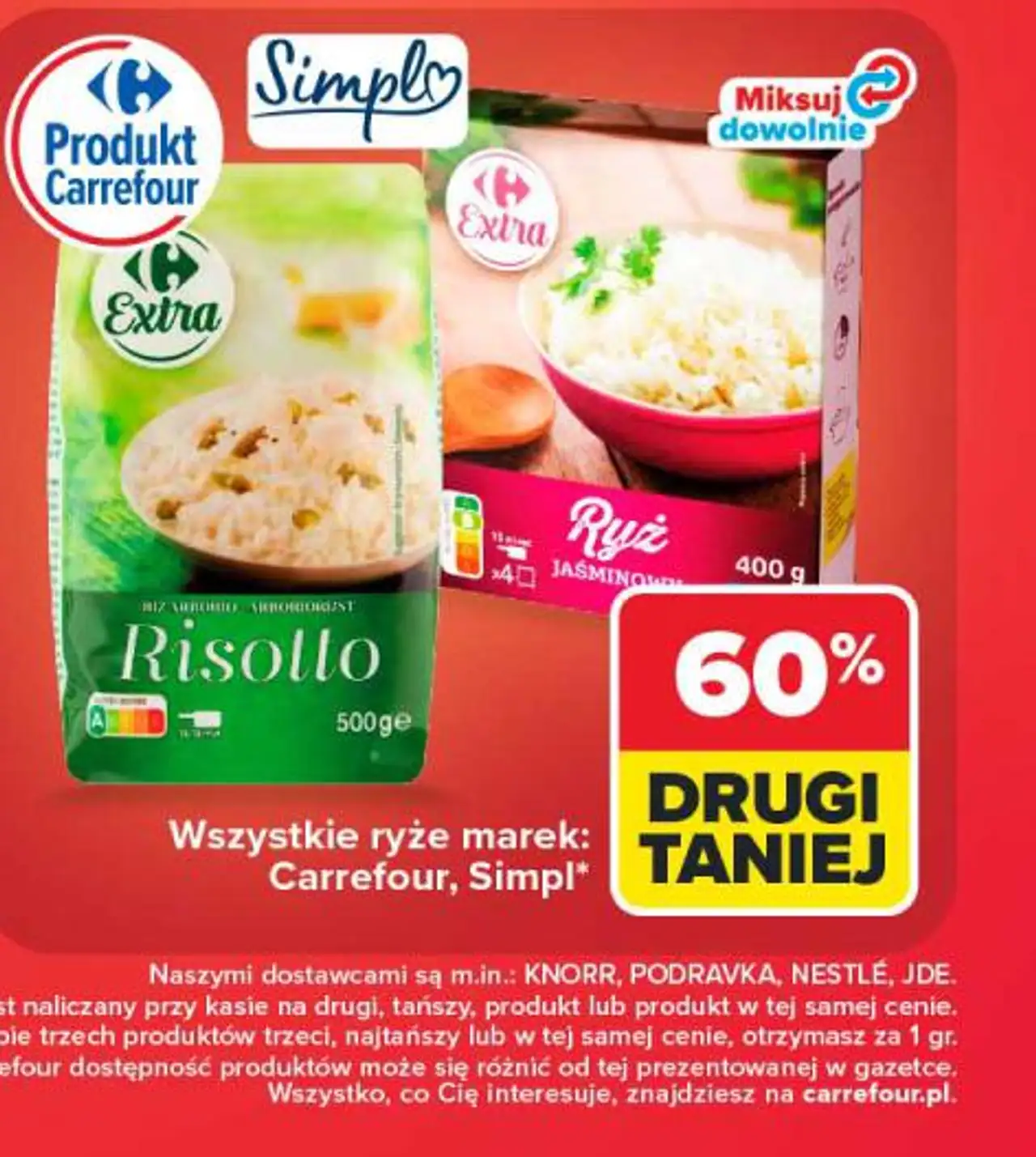 Wszystkie ryże marek: Carrefour, Simpl, Extra
