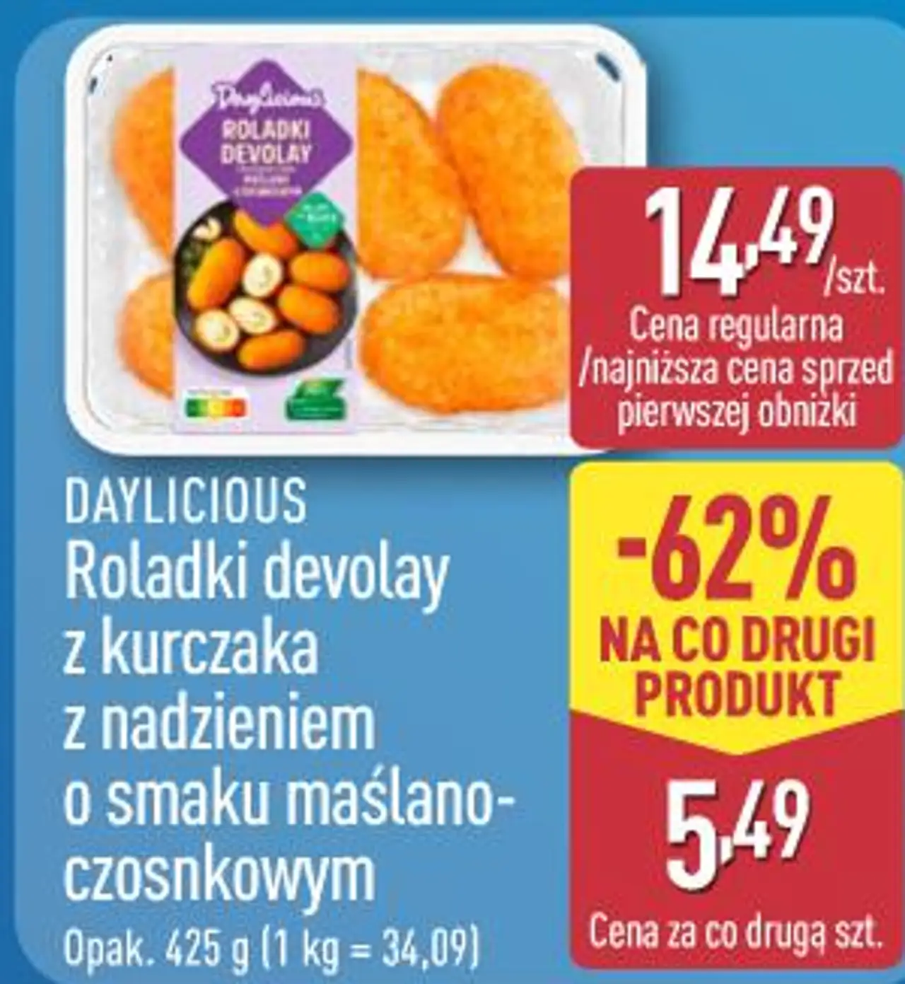 DAYLICIOUS Roladki devolay z kurczaka z nadzieniem o smaku maślano-czosnkowym