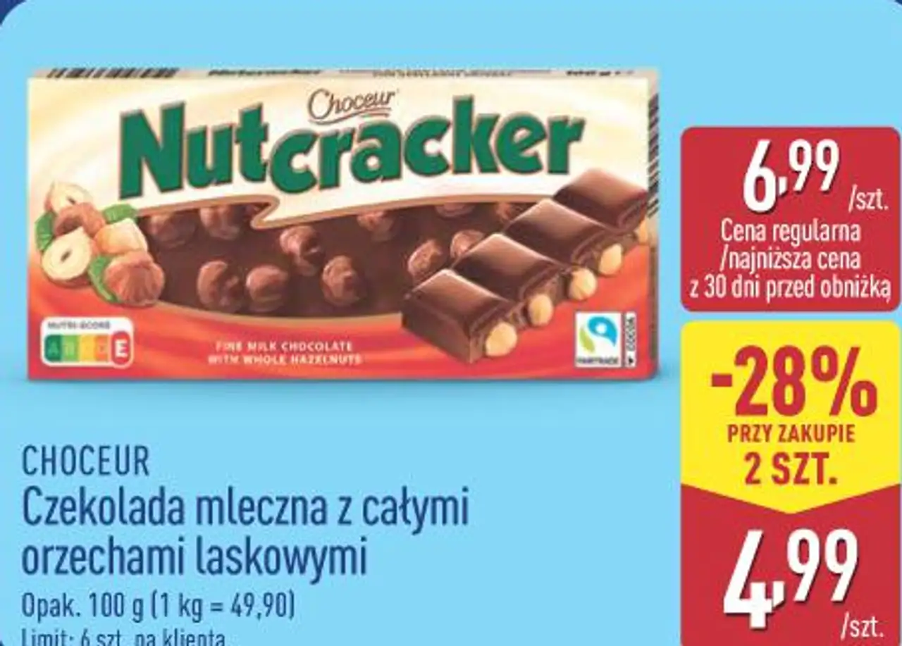 CHOCEUR Czekolada mleczna z całymi orzechami laskowymi