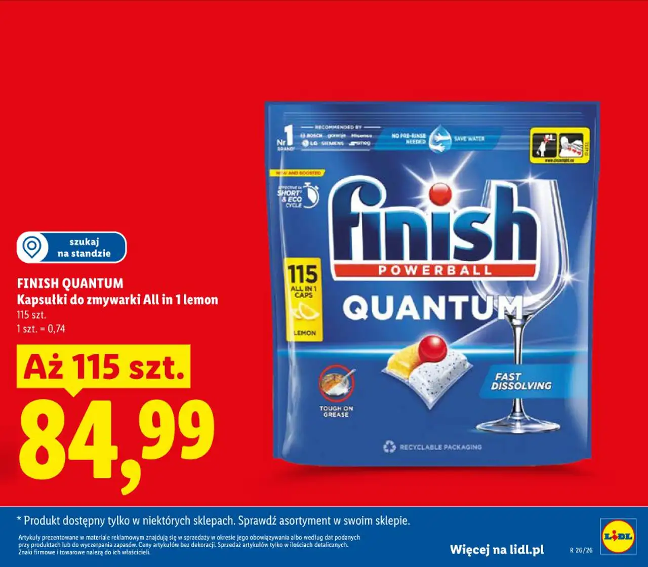 FINISH QUANTUM Kapsułki do zmywarki All in 1 lemon