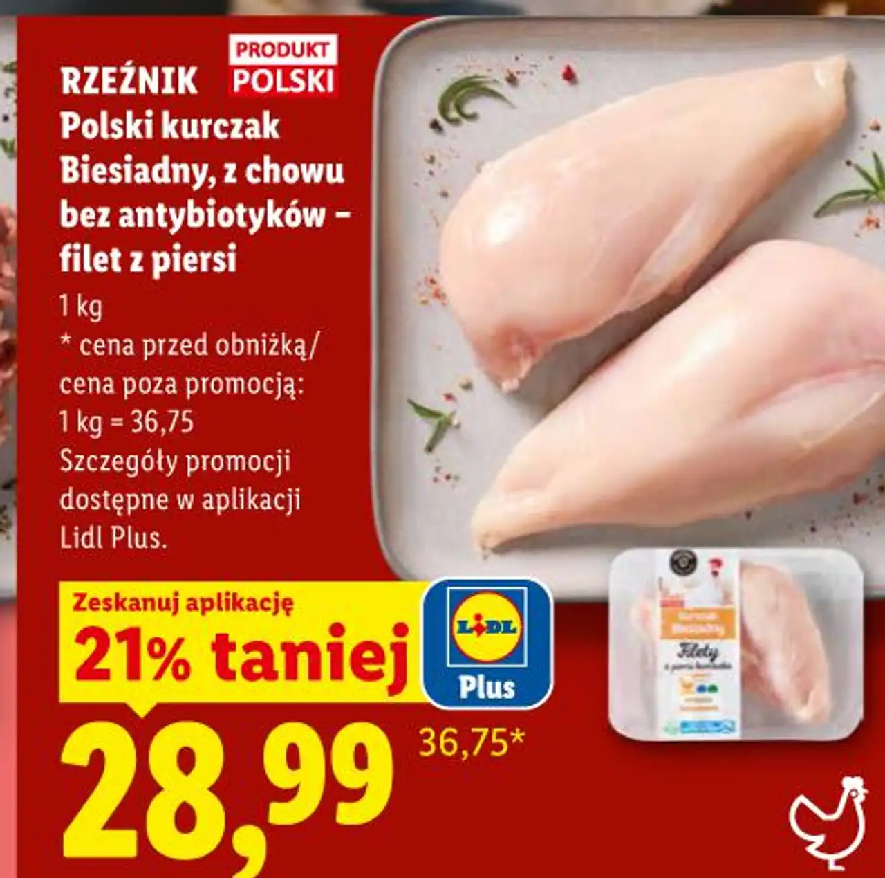 Rzeźnik Polski kurczak Biesiadny, z chowu bez antybiotyków - filet z piersi