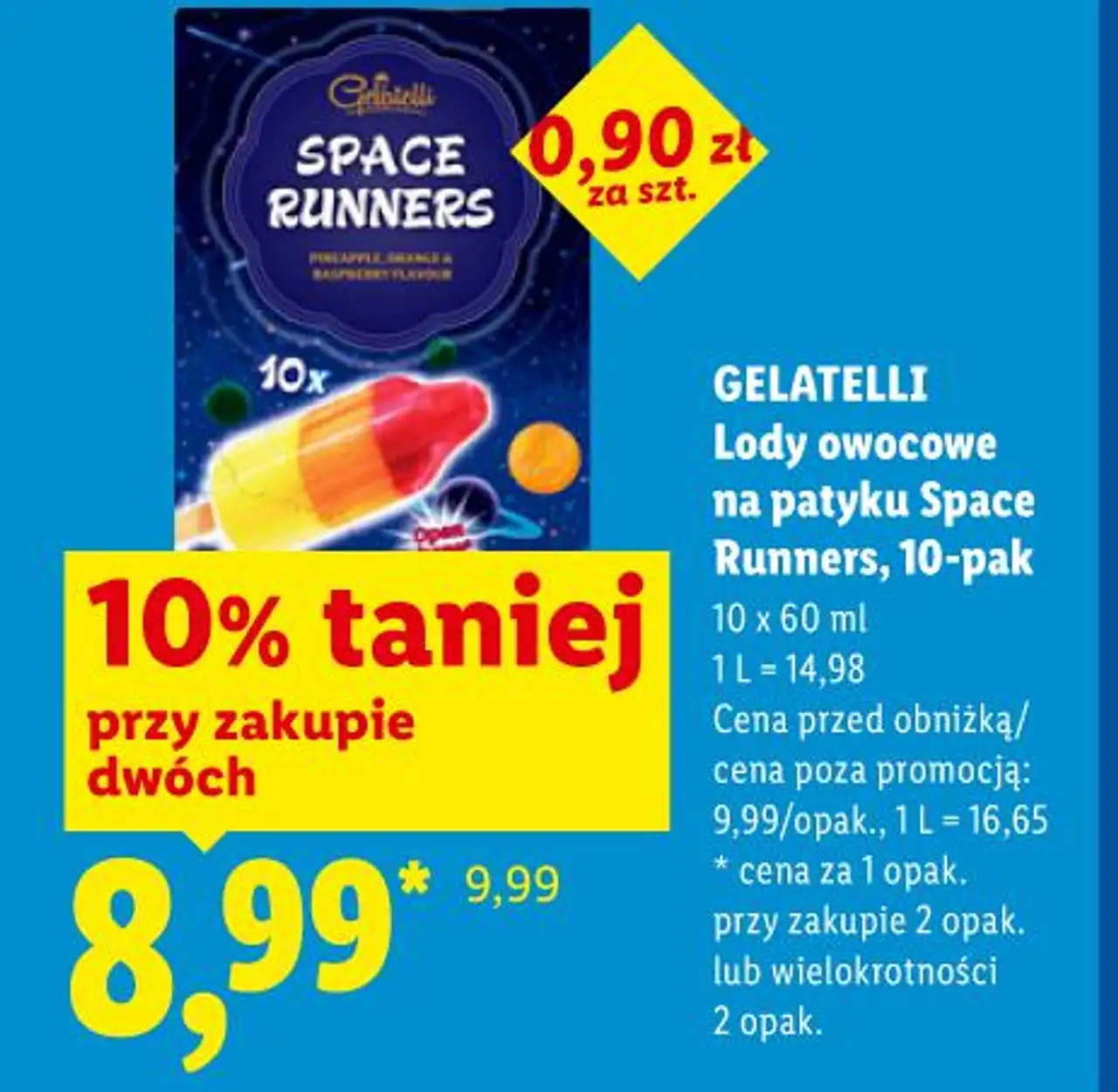 Gelatelli Lody owocowe na patyku Space Runners, 10-pak