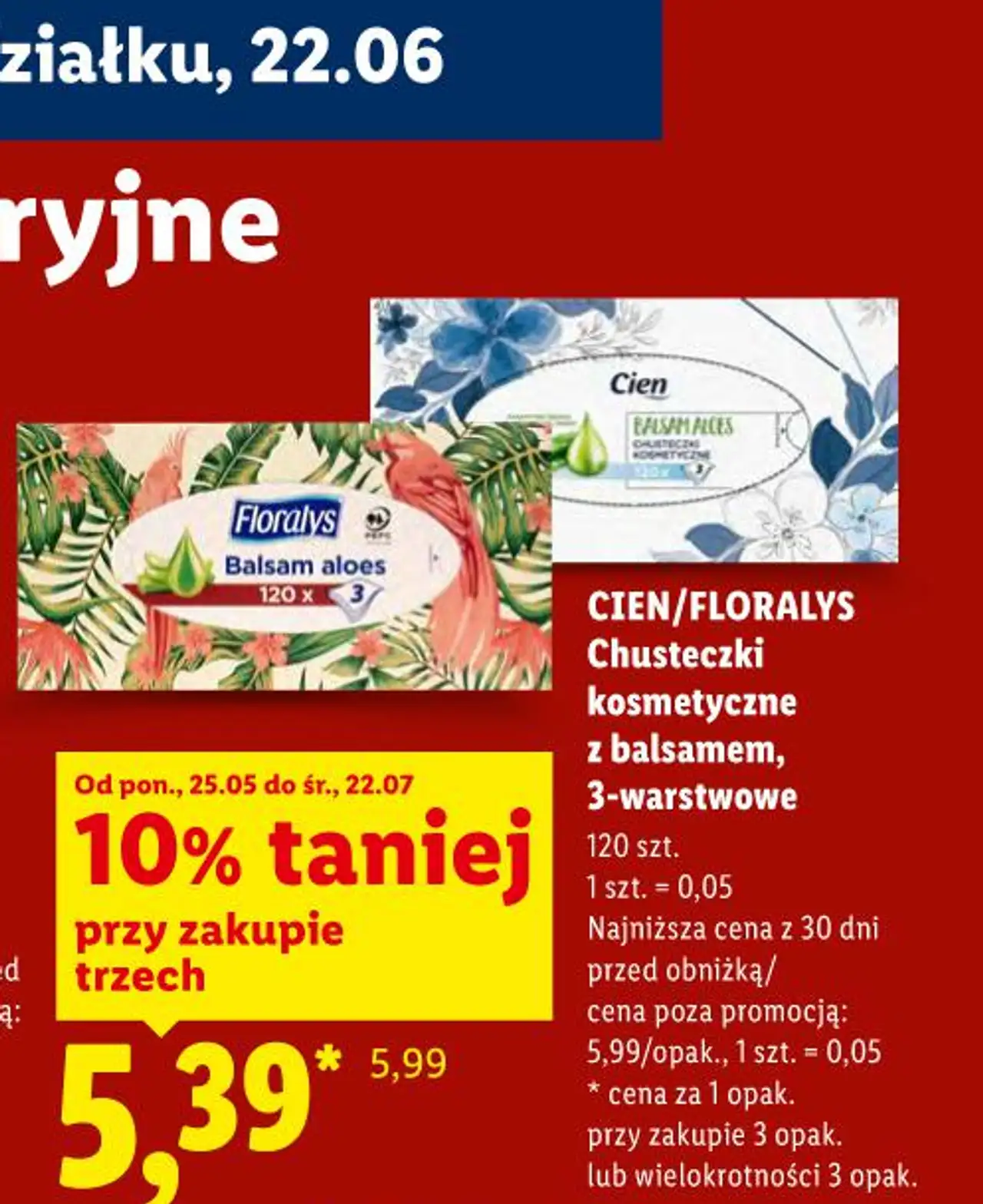 CIEN/FLORALYS Chusteczki kosmetyczne z balsamem, 3-warstwowe
