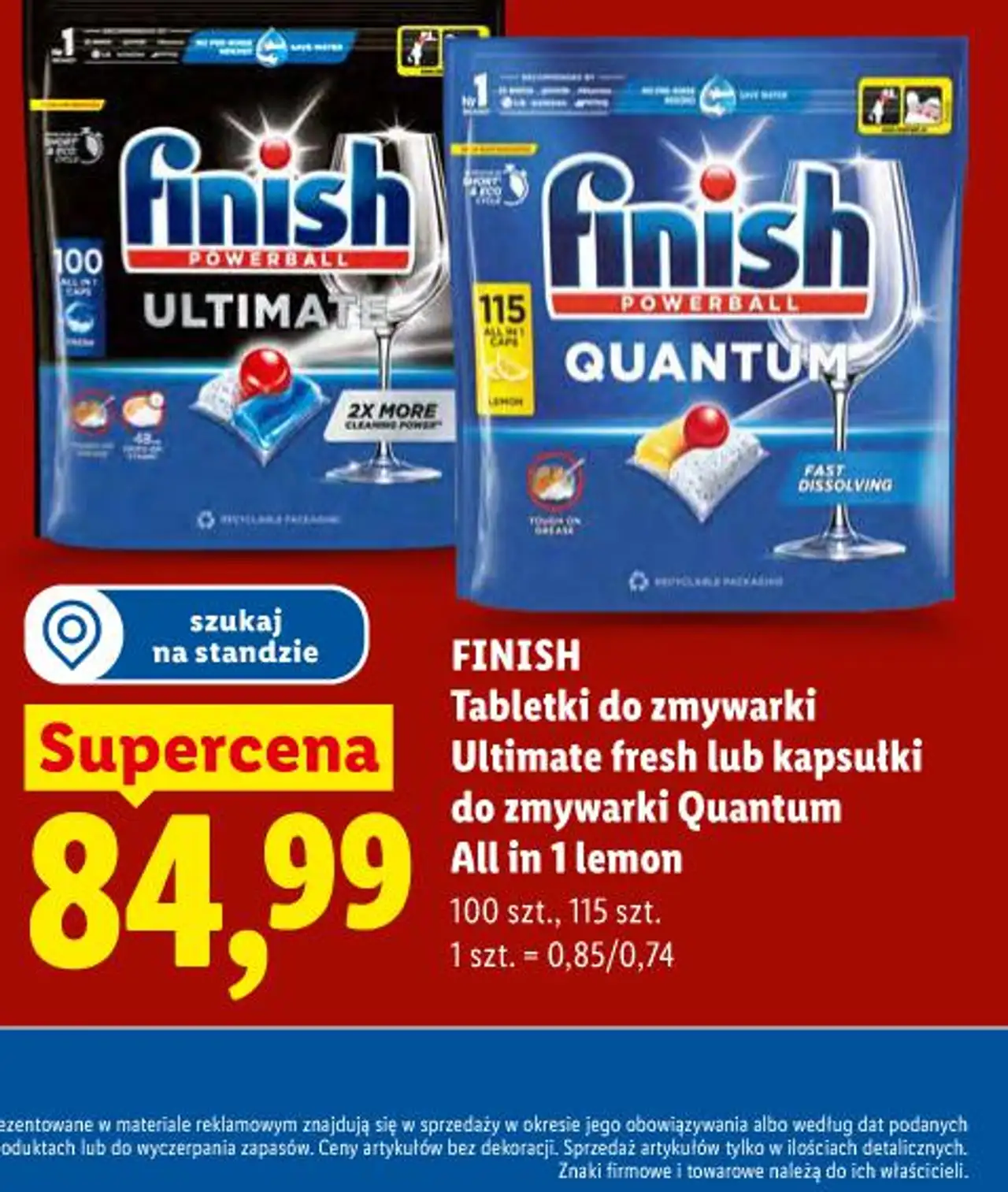 FINISH Tabletki do zmywarki Ultimate fresh lub kapsułki do zmywarki Quantum All in 1 lemon