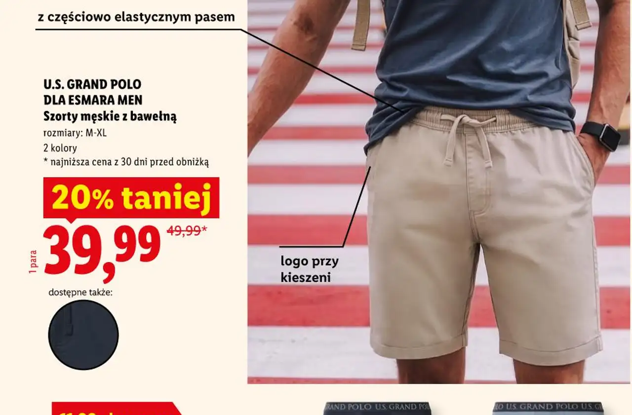 U.S. GRAND POLO DLA ESMARA MEN Szorty męskie z bawełną