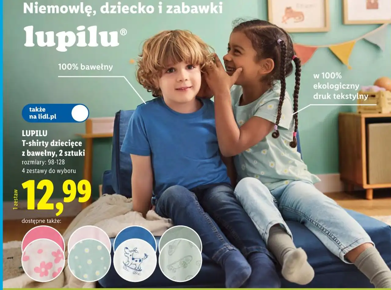 LUPILU T-shirty dziecięce z bawełny, 2 sztuki