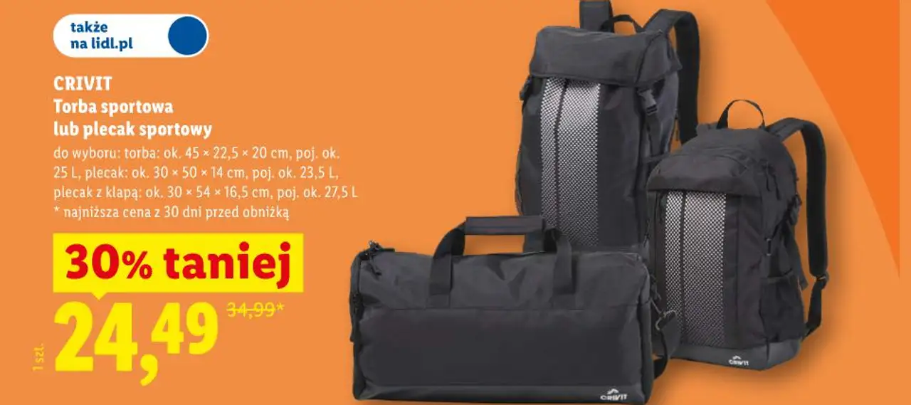 CRIVIT Torba sportowa lub plecak sportowy