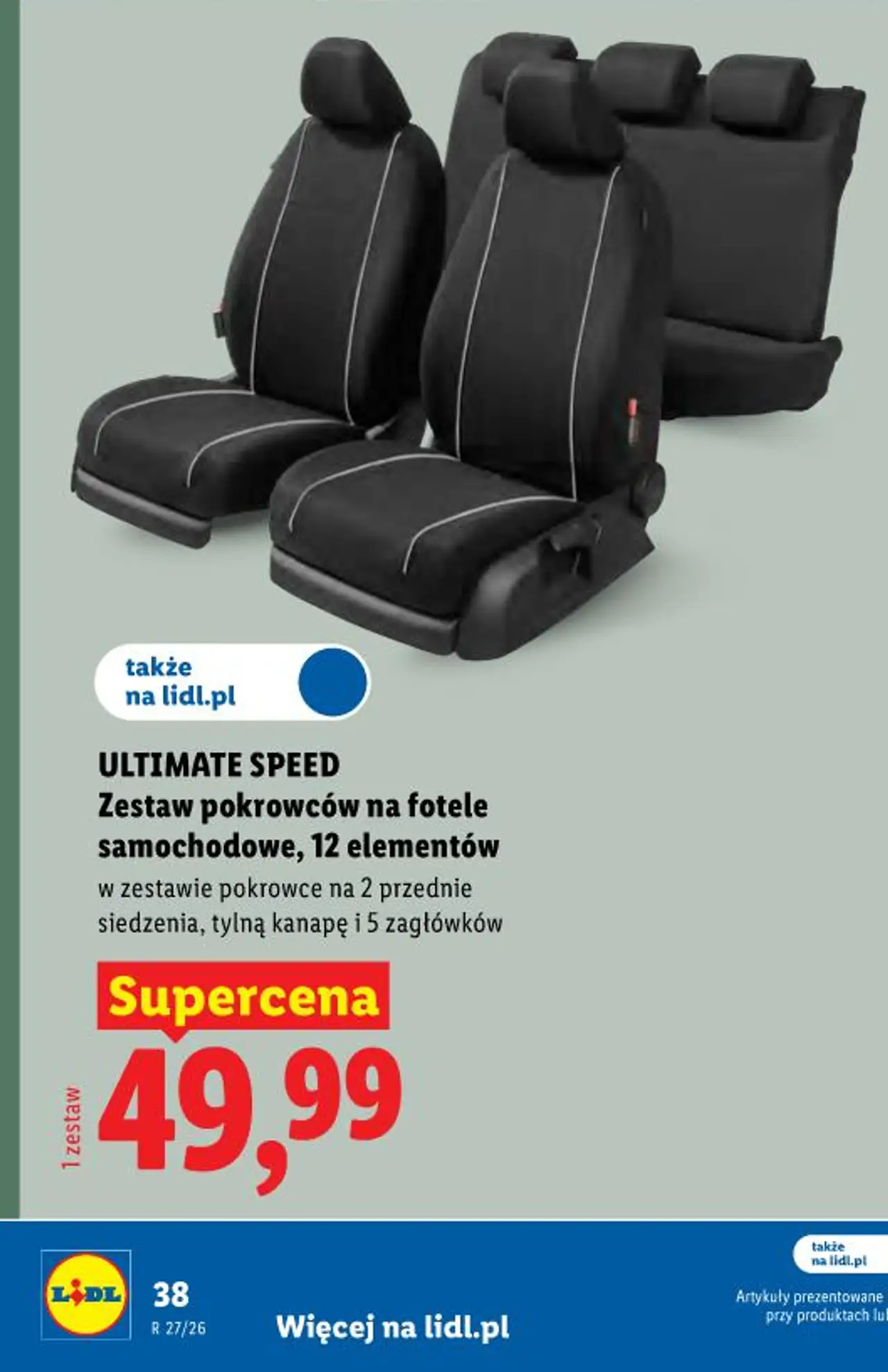 ULTIMATE SPEED Zestaw pokrowców na fotele samochodowe, 12 elementów