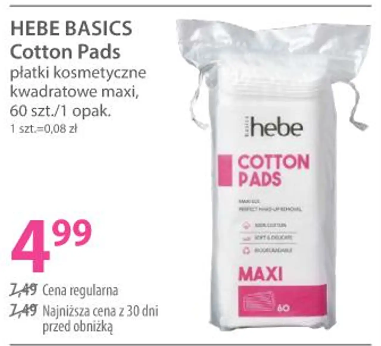 HEBE BASICS Cotton Pads płatki kosmetyczne kwadratowe maxi