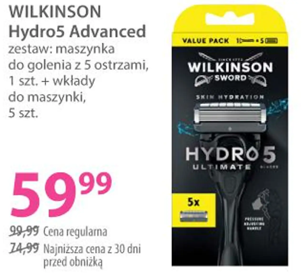 WILKINSON Hydro5 Advanced zestaw: maszynka do golenia z 5 ostrzami + wkłady do maszynki
