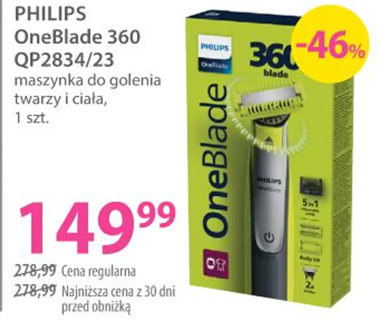 PHILIPS OneBlade 360 QP2834/23 maszynka do golenia twarzy i ciała